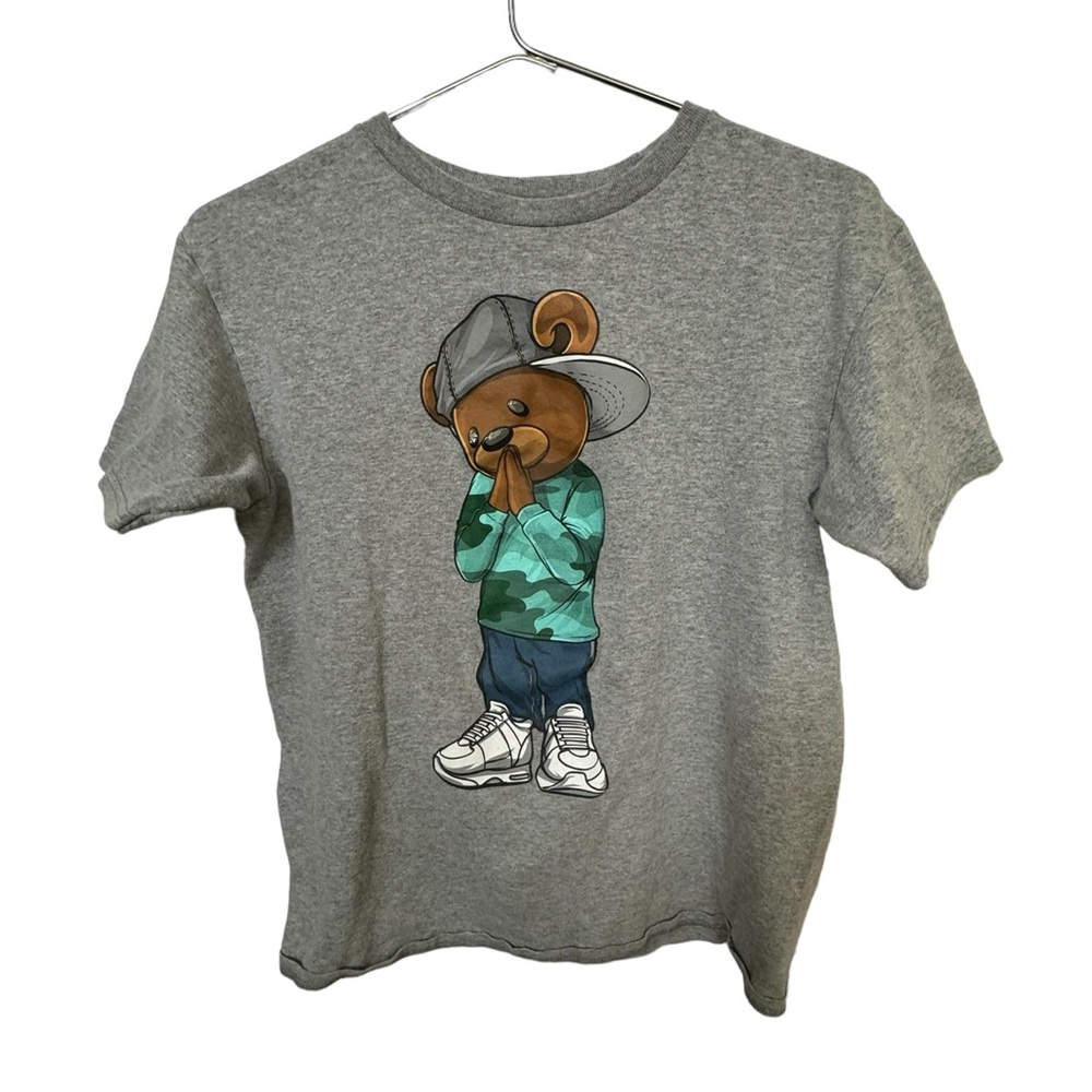 Retro Streetwear Hardten Hip Hop Teddy Bear Gray Youth XL T-Shirt MINTY